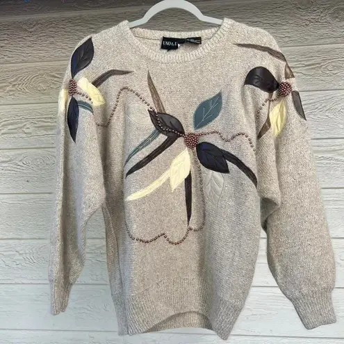 Vintage Uno & Una Neutral Color Funky Sweater Size Small Green