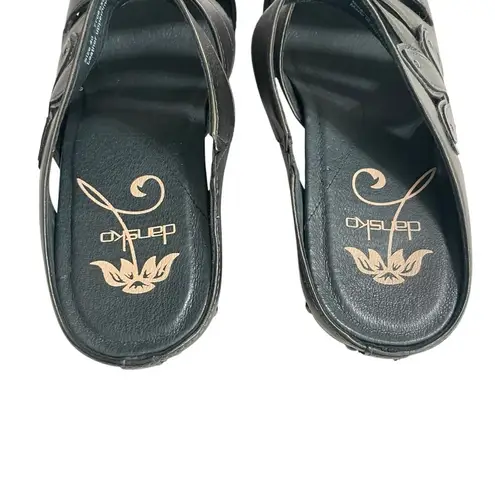 Dansko Rare NIGELLA Black Leather Strappy Flower Sandal Mule Heel 40 women 9.5