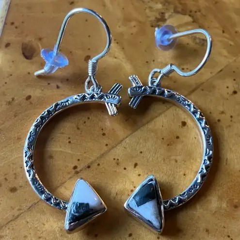 Genuine White Buffalo Sterling Silver Arrow Earrings