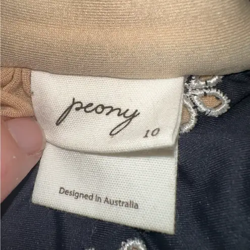 Peony Swimwear Twist Bandeau Bikini Top (M) & High Waist Bikini Bottom (S) Set Black Size M