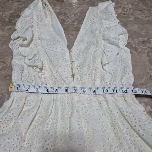 Love The Label Shopbop boho coquette girly fairy Cream Eyelet Ruffle Dress Small White