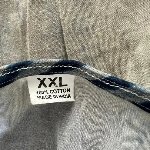 Women's 3/4 Sleeve Embellished Kurta Tunic Fits Up To Large Gray Blue Bead Boho