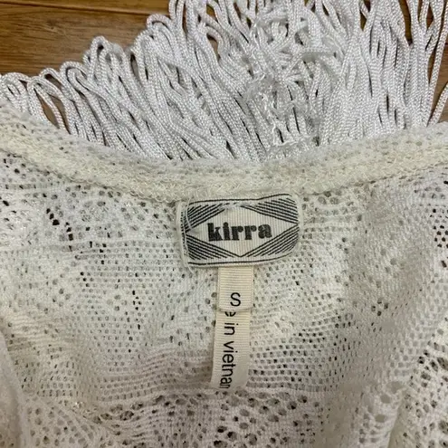 Kirra Lace Fringe Tank Top Womens Small Ivory White Sleeveless Crochet Festival