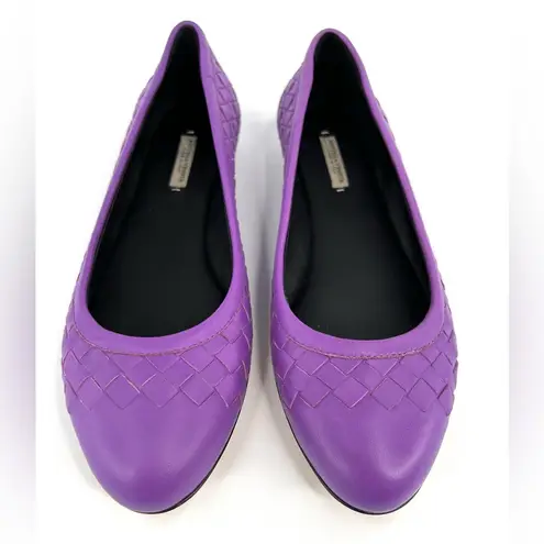 Bottega Veneta Intrecciato Woven Purple Leather Ballet Ballerina Flats EU 35