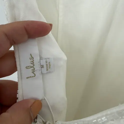 Lulus Everlasting Passion White Sequin Beaded Backless Maxi Dress Size M Size M