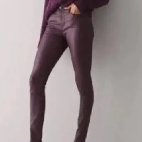 White House | Black Market WHBM HR Coated Skinny Jeans in Black Cherry sz 2 S NWT