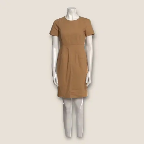 THE ROW Beige Crewneck Cotton Blend Mini Dress Size Small Tan