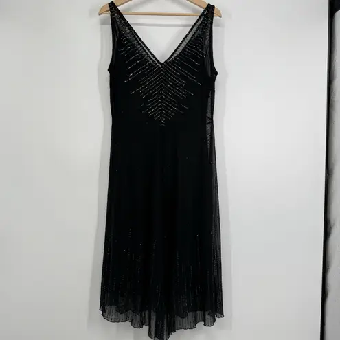 Amanda Smith Womens Black Sequin Dress Size 14 Semi Sheer Witchy Goth LBD