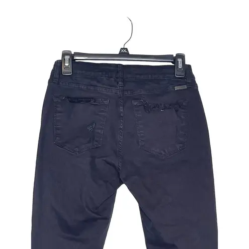 Kancan Women's JeansKC6204BK Gemma Mid Rise Distressed Fringe Hem Black Sz. 7/27