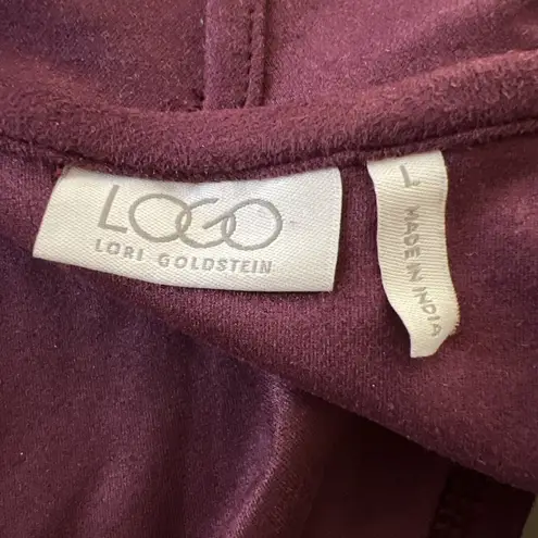 LOGO By Lori Goldstein LOGO Lori Goldstein Cardigan Women Large Burgundy Faux Suede Lagenlook Waterfall