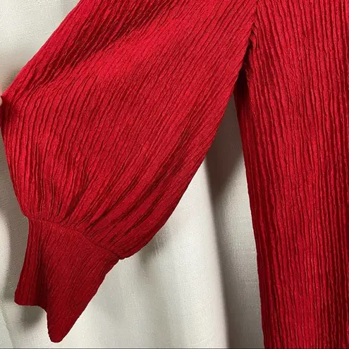 Eloquii Red Long Puff Sleeve Ribbed Shift Dress Sz.14/16