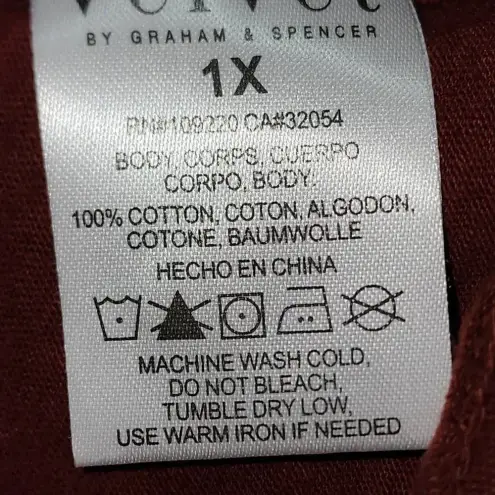 Velvet‎ By Graham Spencer For Anthropologie Womens Rust Colored Shirt Blouse 1X Brown