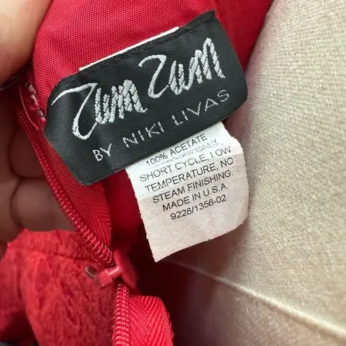 Vintage 90s Y2K Zum Zum Red Lace Strapless Mermaid Formal Gown XS S