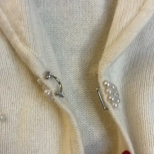 90s Vintage Jones Cream Shawl Collar Pearl Cardigan Lambs Wool Angora Small P White Size undefined