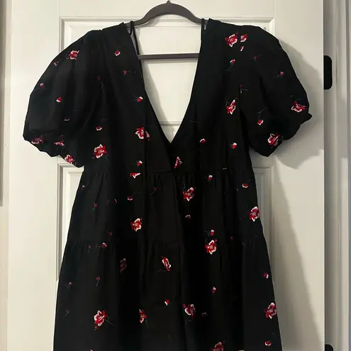 ASOS  DESIGN embroidered tiered smock playsuit in black Size 0