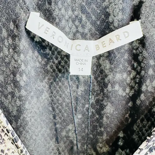 Veronica Beard Ried Python Snakeskin Brown Silk Crepe Mini Dress Size 14 NWT