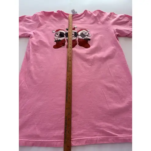 Vtg Christmas Dalmation Puppies Night Shirt One Size Pink Morehead Inc Air Waves
