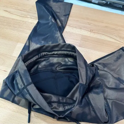 Zyia Bronze Hendrix Metallic Pocket Drawstring Luxe 7/8 Legging Athletic Active