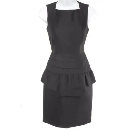 Reiss Black Mattie Peplum Silk & Wool Blend Sleeveless Cocktail Dress LBD Sz 6