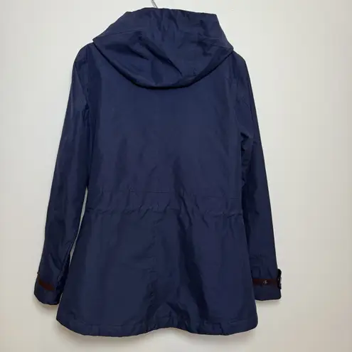 Giacca Navy Blue Hooded Anorak Jacket Quilted Lining Women's Size Small