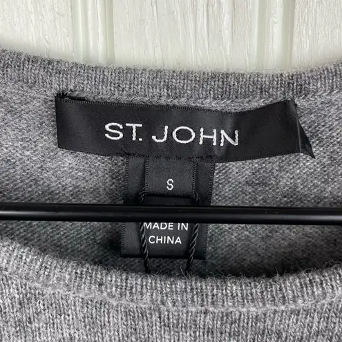 St. John Scoop Neck Wool-Blend Shell Knit Tank Grey Melange Women's Size Small