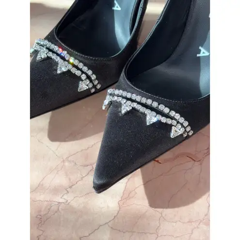 AREA Pointed Toe Pumps in Nero 40 New with Box Womens Crystal High Heels Formal Black Size 9