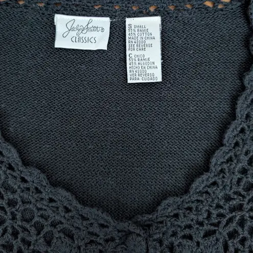 Jacklyn Smith Button Up Knitwear Black Top Small