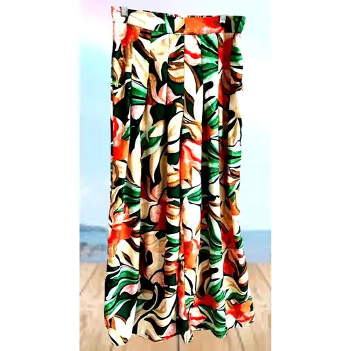 Moon Orchid Palazzo Pants Medium Abstract Festive High Waist Cruise Islands EUC Orange Size undefined