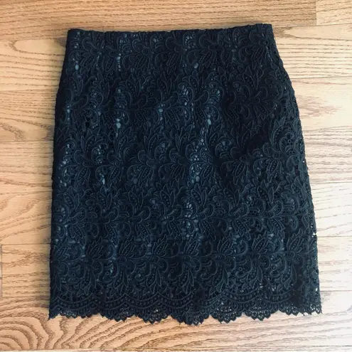 Answer Made in Korea Lace Scalloped Hem Black Pencil Mini Skirt Women’s Size S