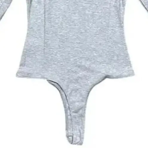 We Wore What NWT Longsleeve Crewneck Henley Bodysuit Buttons XXS Heather Grey