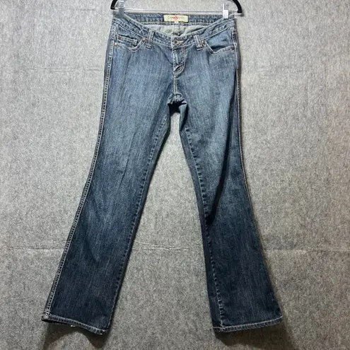 Creme Royale Flare Leg Jeans Low Rise Denim Dark Wash Women's Size 9 Blue