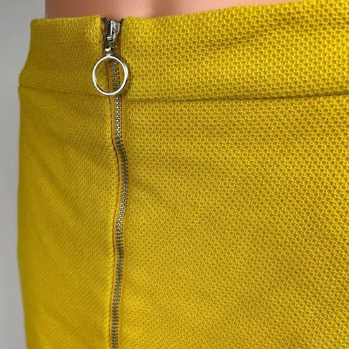 Promod Mustard Yellow Zip Front Pencil Straight Mini Athletic Golf Skirt Size 8