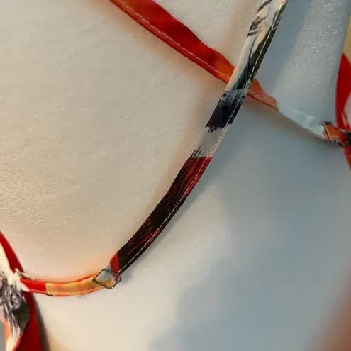 Chic Me tropical print backless strappy maxi dress with full skirt orange XL.