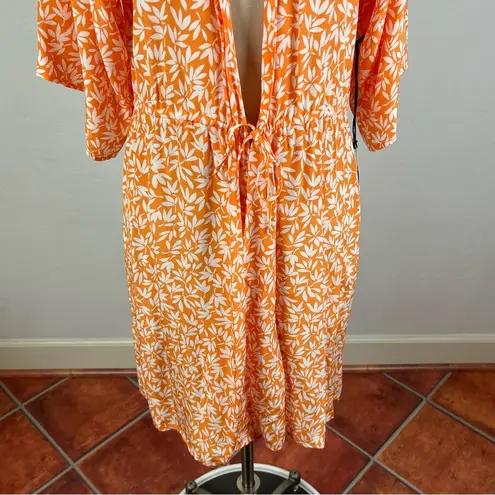 Privacy Please  Orange Floral Tie Front Dress