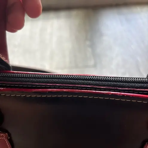 Elegant Black and Red work satchel Bag with orange interior