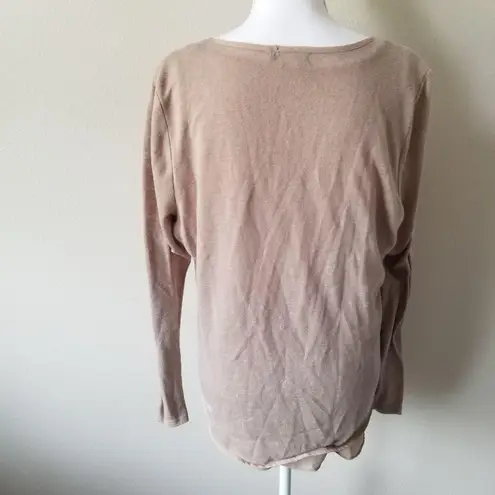 Crosby Womens XL Beige Ombre Long Sleeve Lightweight Top Tan