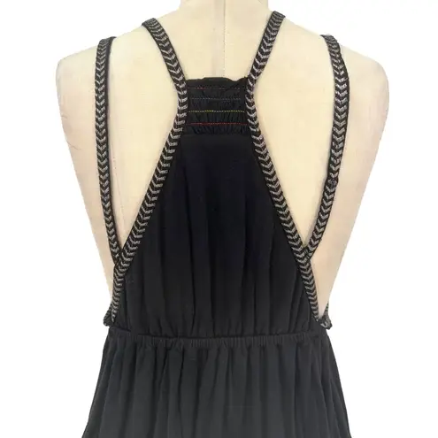 Free People  Lovers Cove Embroidered Tassel Mini Dress in Black Size XS