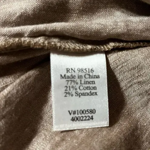 Coldwater Creek Women’s 12P Linen Cotton Blend Cropped Wide Leg Pant Brown Color