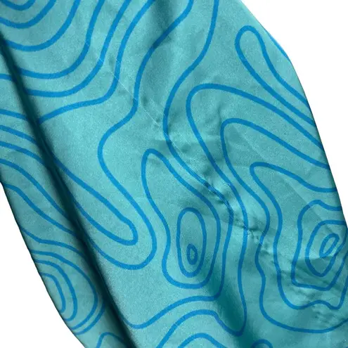 Slate + Willow Aqua Blue Printed Cowl Neck Slip Midi Dress Size Medium