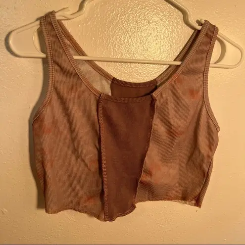 Cropped Ribbed Tank Top Mauve Pink Tie Dye Size XS