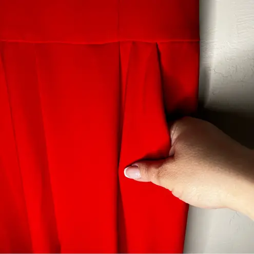 Naven Bebe x Elegant Red Strapless Sweetheart Front Slits Jumpsuit