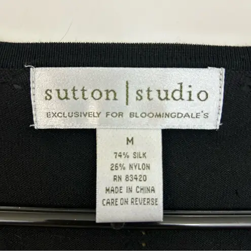 Sutton Studio Black Silk Blend Cardigan Sweater Size Medium Bloomingdales