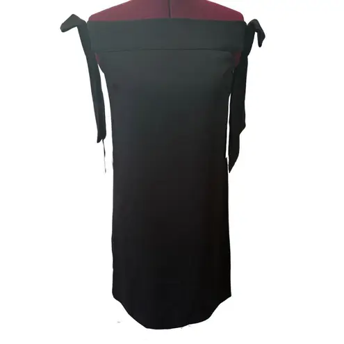 CeCe Off the Shoulder Bow Tie Detail Little Black Dress Mini Crepe Sheath NWT 2