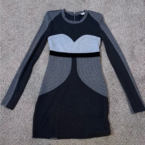 Torn By Ronny Kobo Contour Illusion Bodycon Dress XS Gray Quiet Luxury Office