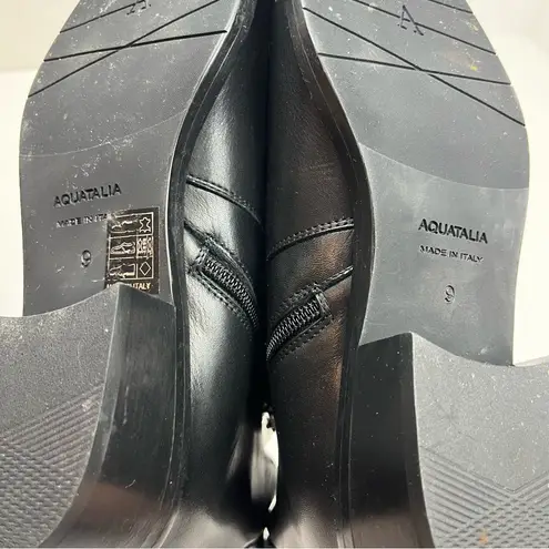 Aquatalia Colbie Weatherproof Bootie Zippers Black Leather Womens 9M 9 Medium