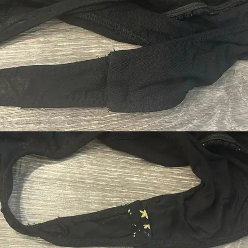 Free People  Intimately Dessa Ditsy Floral Black Yellow Puff Sleeve Bodysuit Boho