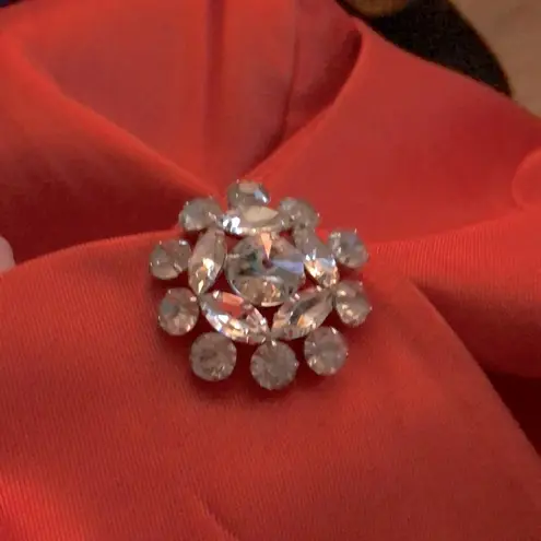 Nubiano Vintage 80s Evening Suit Jacket Red-Orange with Sparkly Snap Buttons 8