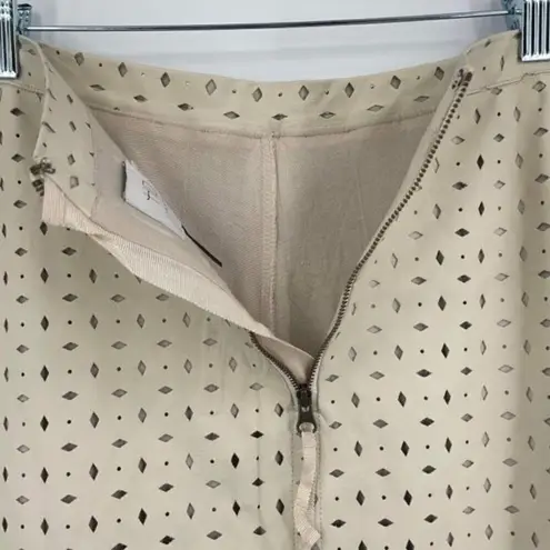 HD in Paris Womens Faux Leather Lined Cut-Outs Swing A-Line Skirt Beige Size 2