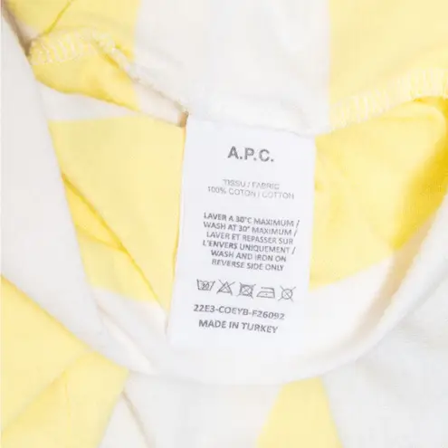 A.P.C. White Yellow Cotton Striped Dolphin Heart Logo Graphic Tee