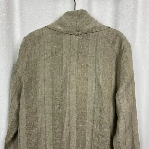 Flax Beige Linen Long Sleeve Open Drape Front Jacket Sz.S